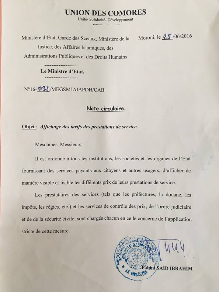 image La note du ministre d’Etat n’est toujours pas appliquée